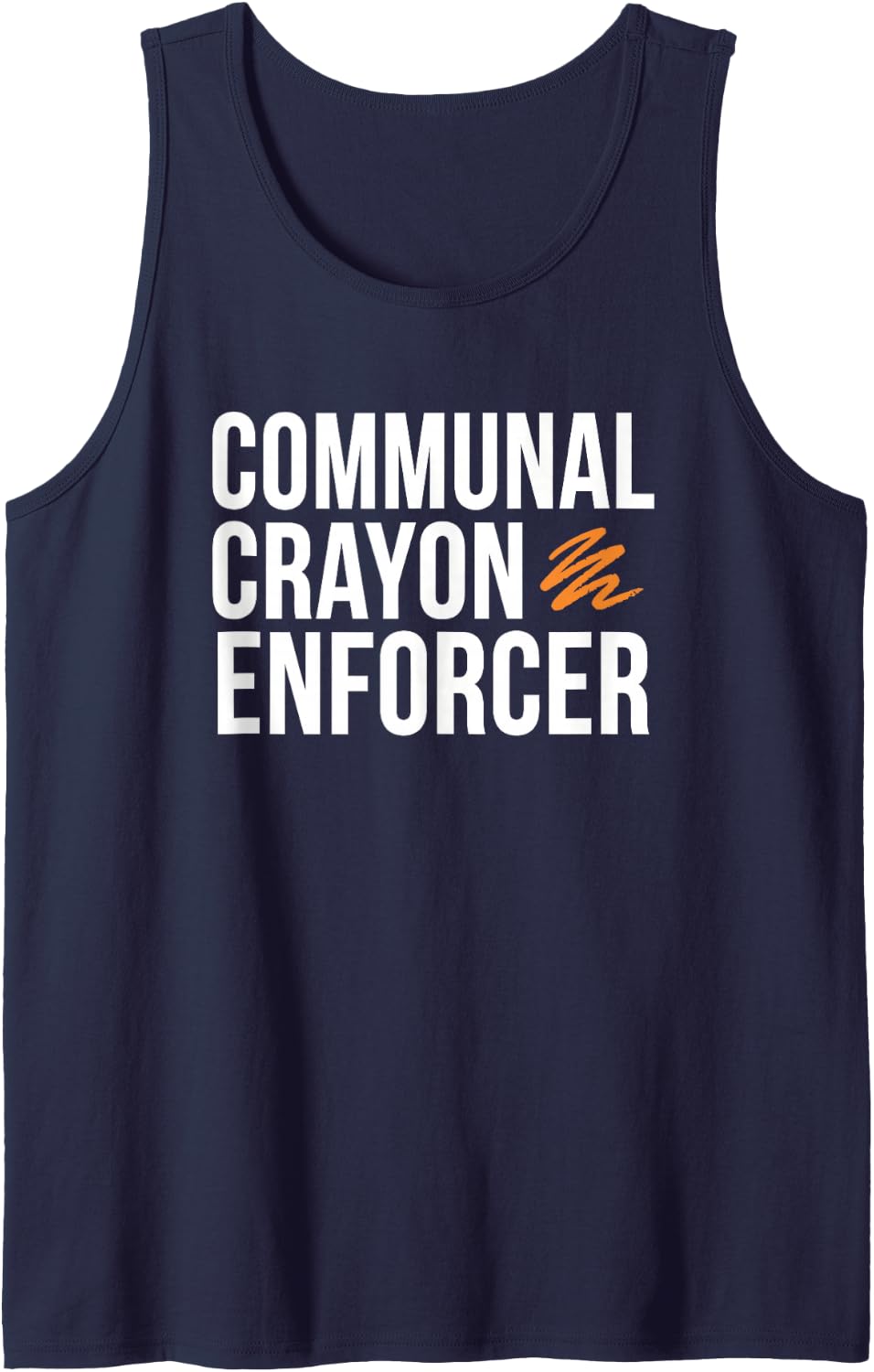 First Grade Teacher Communal Crayon Enforcer Tank Top - Navy Blue