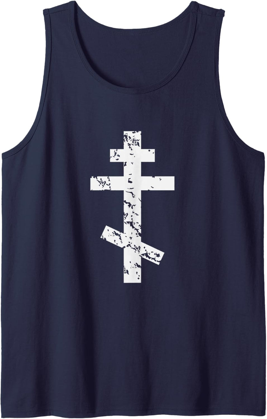 Russian, Greek, Byzantine, Orthodox Cross Tank Top - Navy Blue