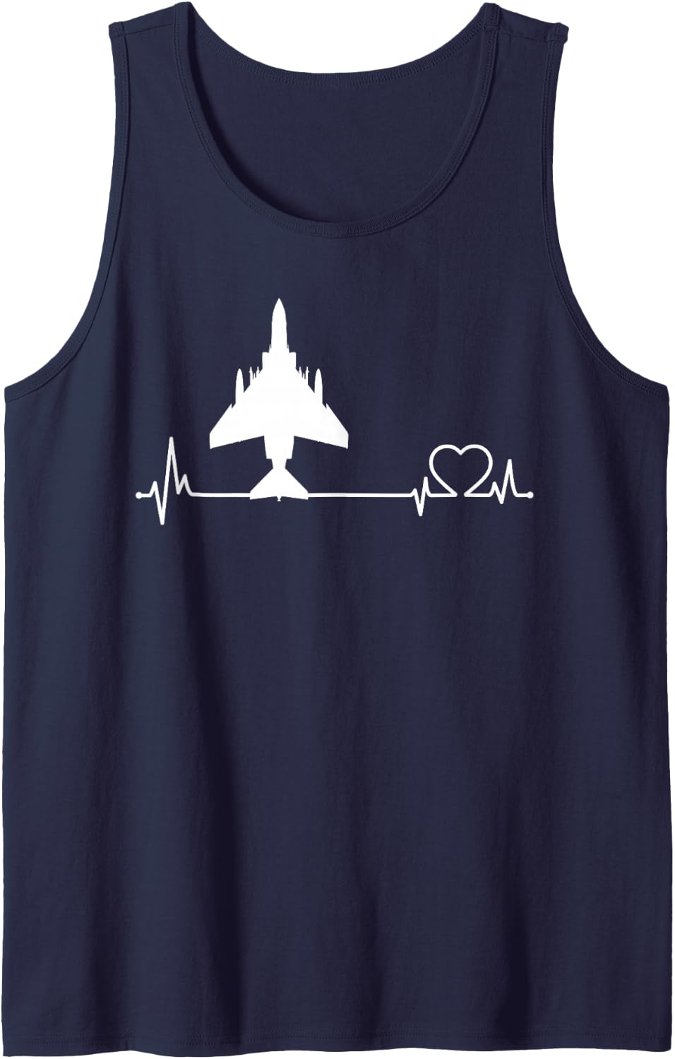 F-4 Phantom II Jet Fighter Heartbeat US Military Aircraft Tank Top - Navy Blue