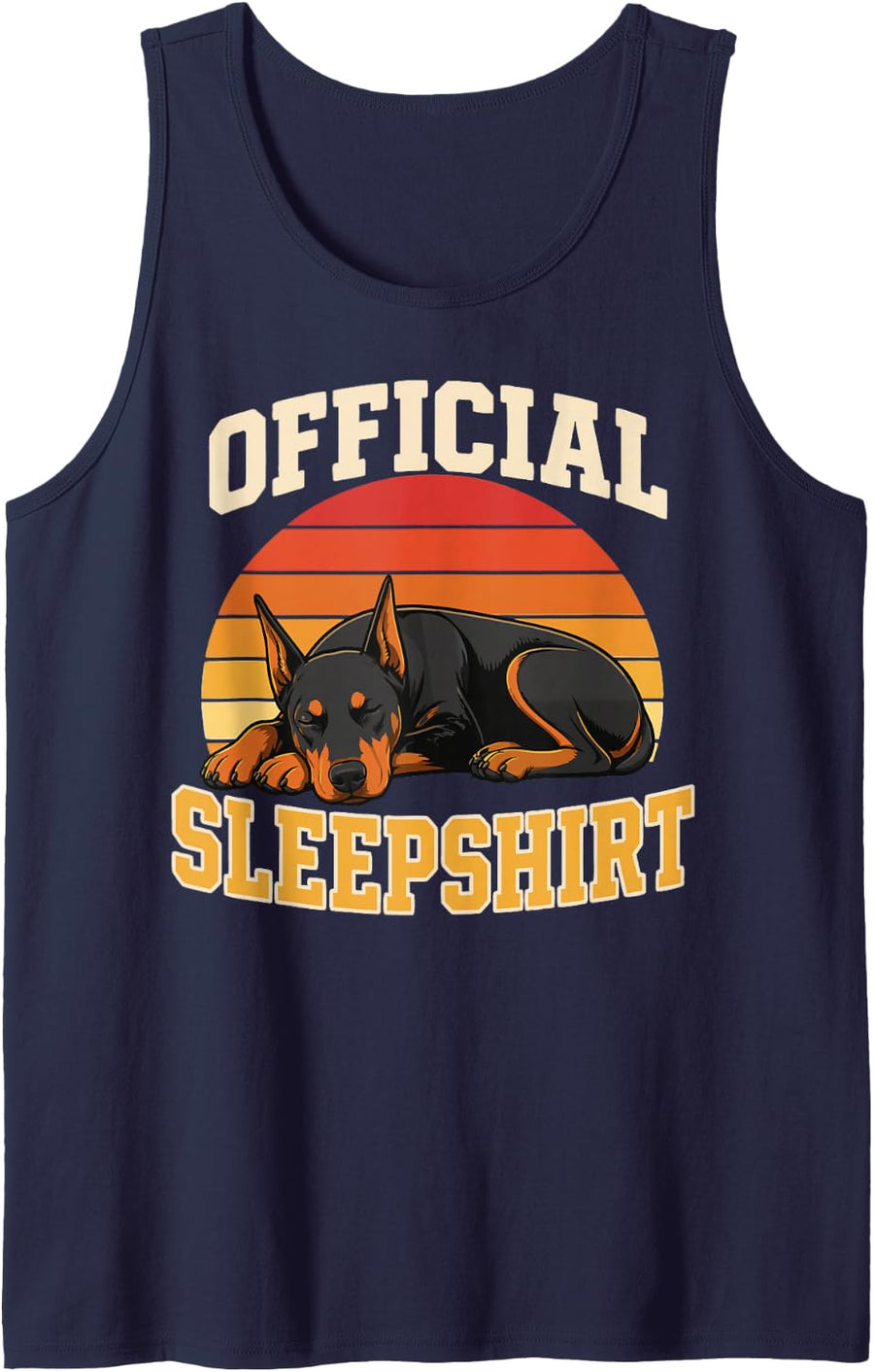 Cute Doberman Sleeping Sleeveless Tank Top - Navy Blue