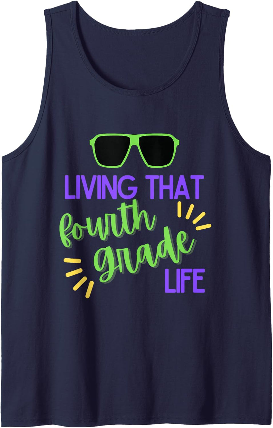 Living that Fourth Grade Life Cute 4th Grade Teacher Student Sleeveless Tank Top - Navy Blue