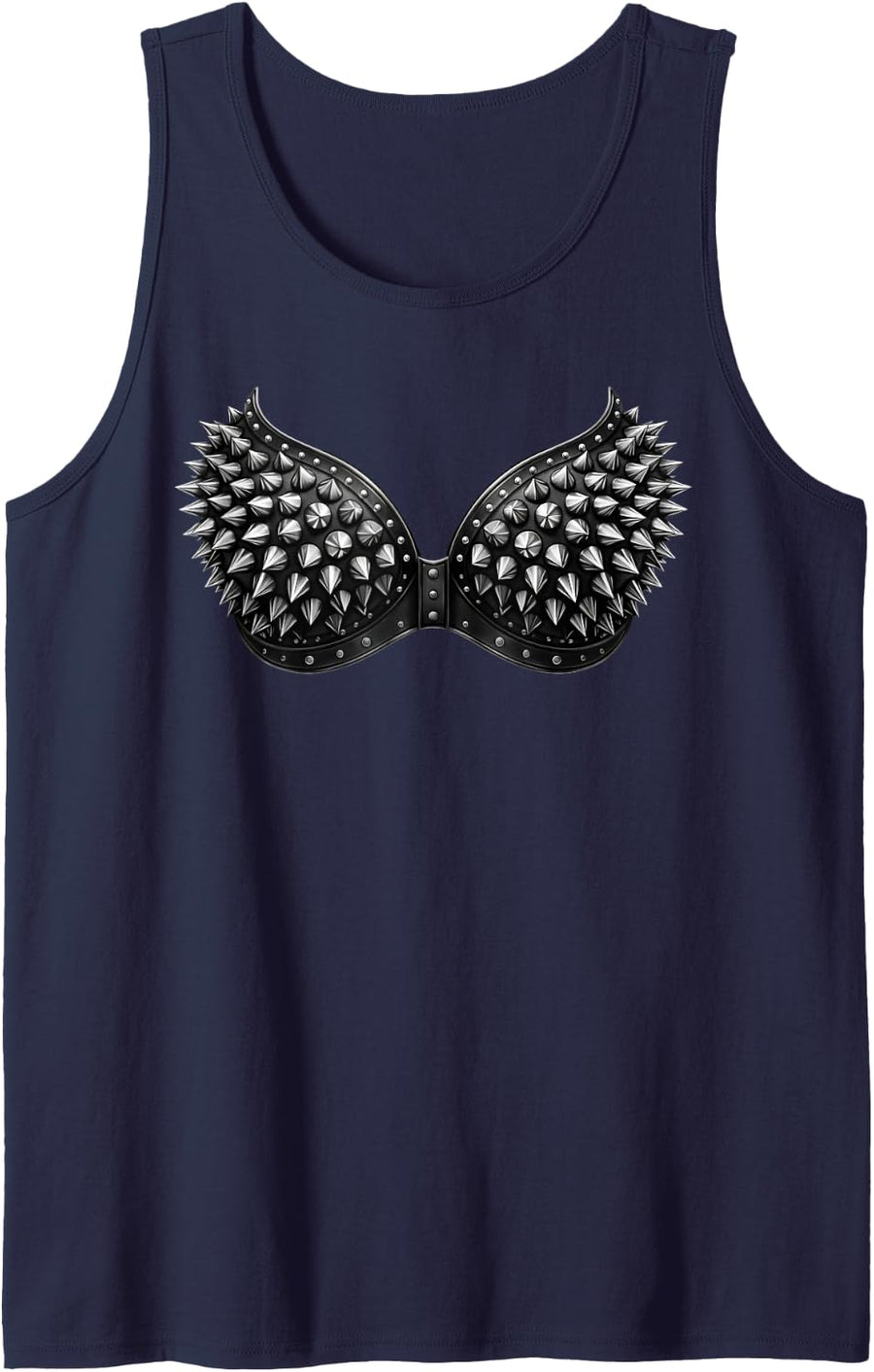 Funny Spiked Bra Rock Goth Punk Women Gothic Costume Sleeveless Tank Top - Navy Blue
