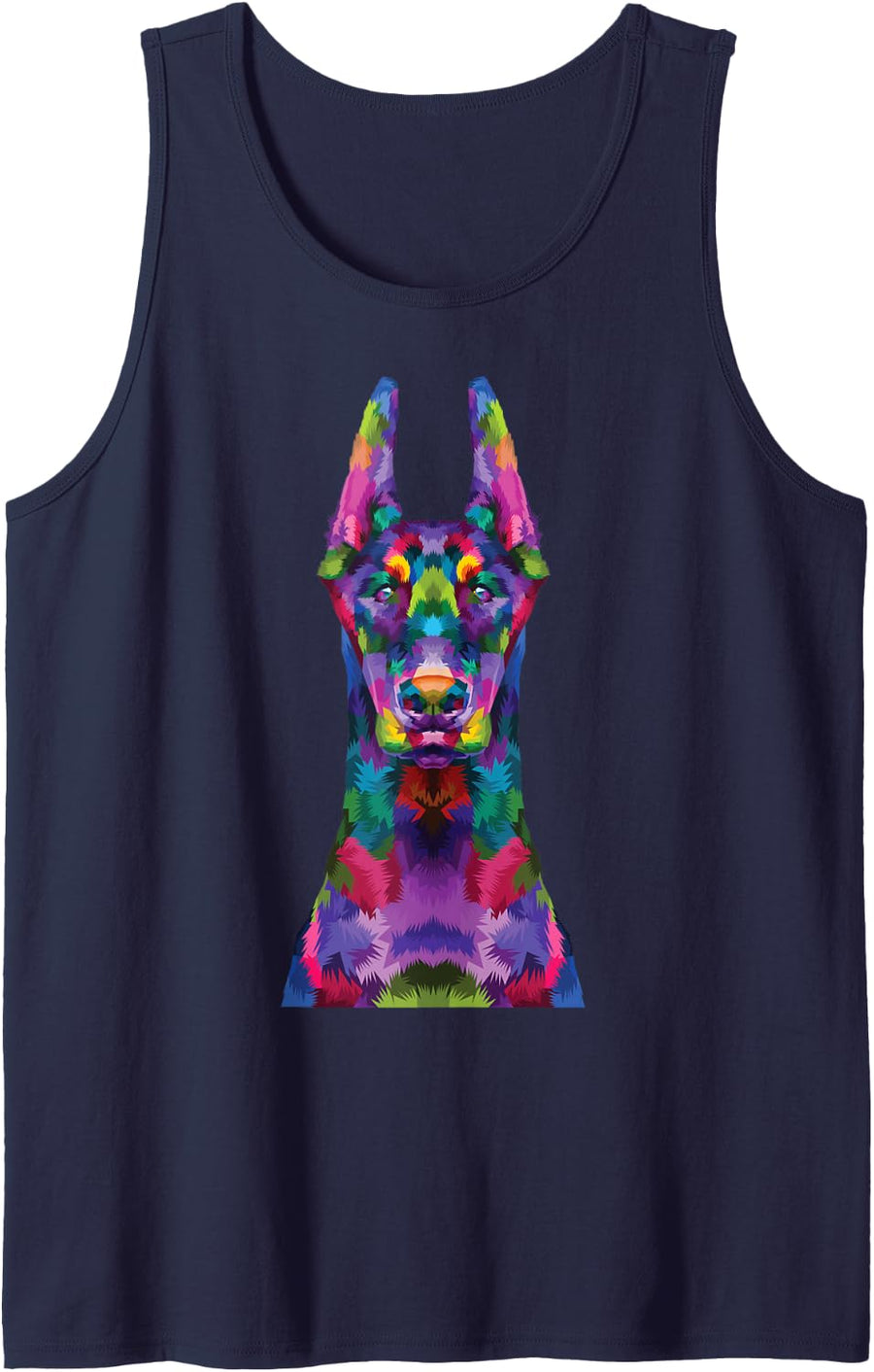 Colorful Doberman Pinscher Dog pop Art for Lovers Dogs Owner Sleeveless Tank Top - Navy Blue