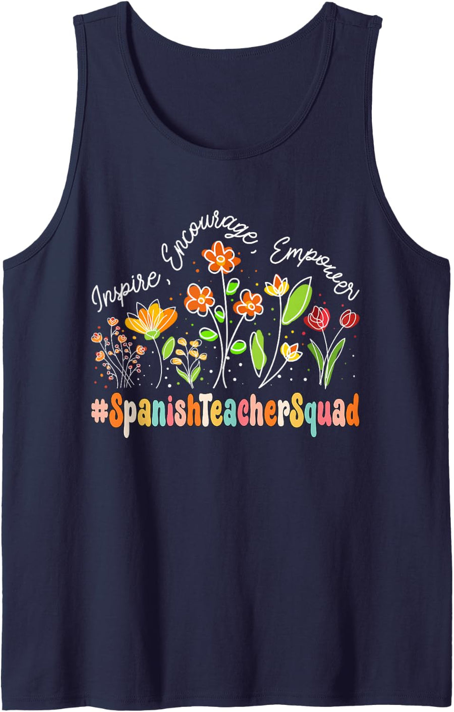 Spanish Teacher Squad Appreciation Week Back to School Sleeveless Tank Top - Navy Blue