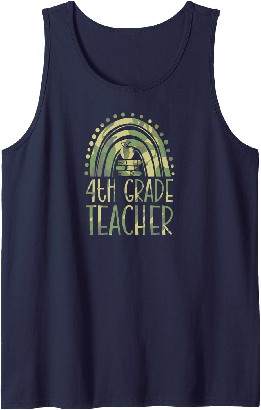 4th Grade Teacher Bohemian Rainbow Wholesome Aesthetic Sleeveless Tank Top - Navy Blue
