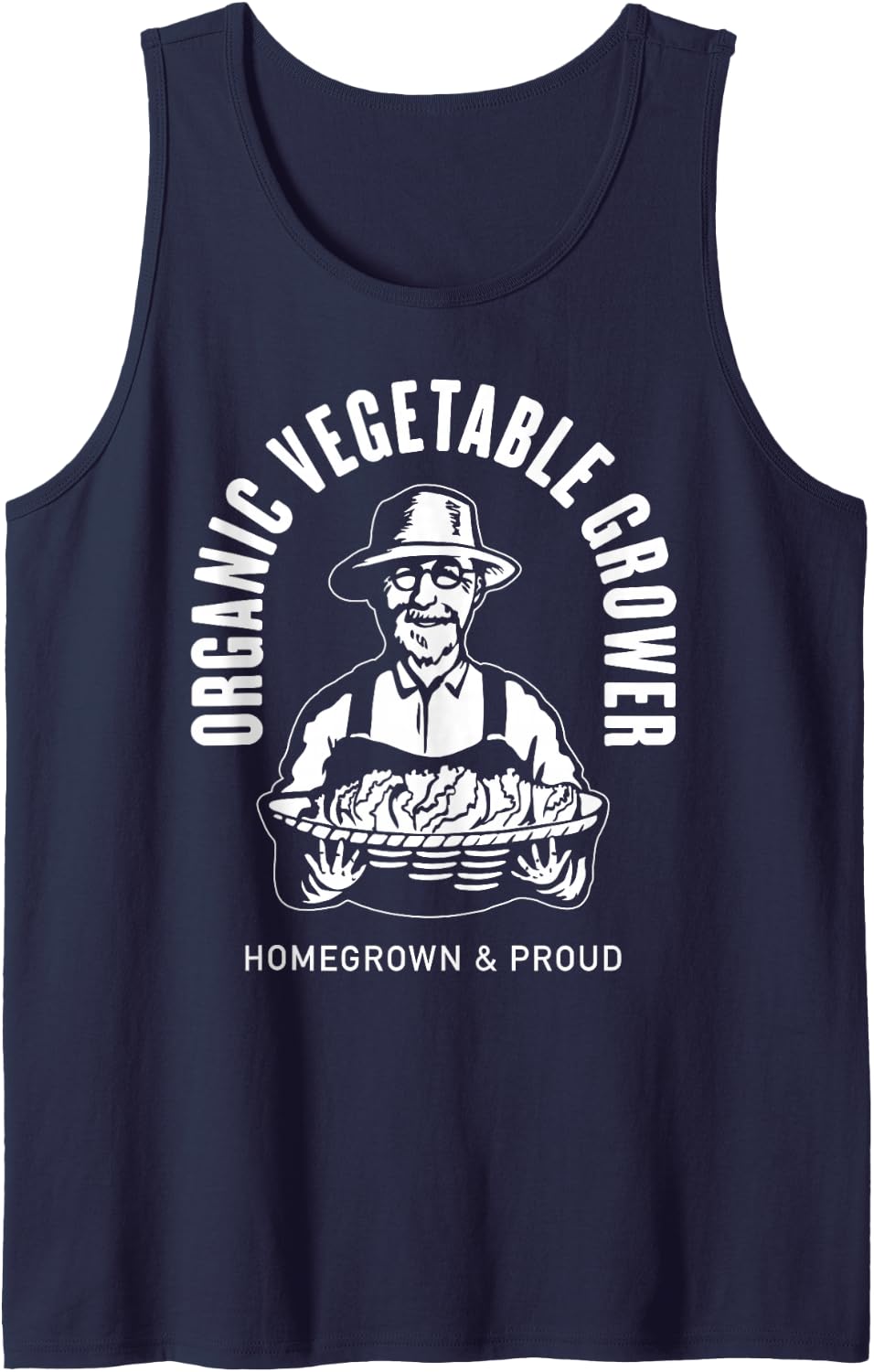Organic Vegetable Grower Homegrown & Proud Sleeveless Tank Top - Navy Blue