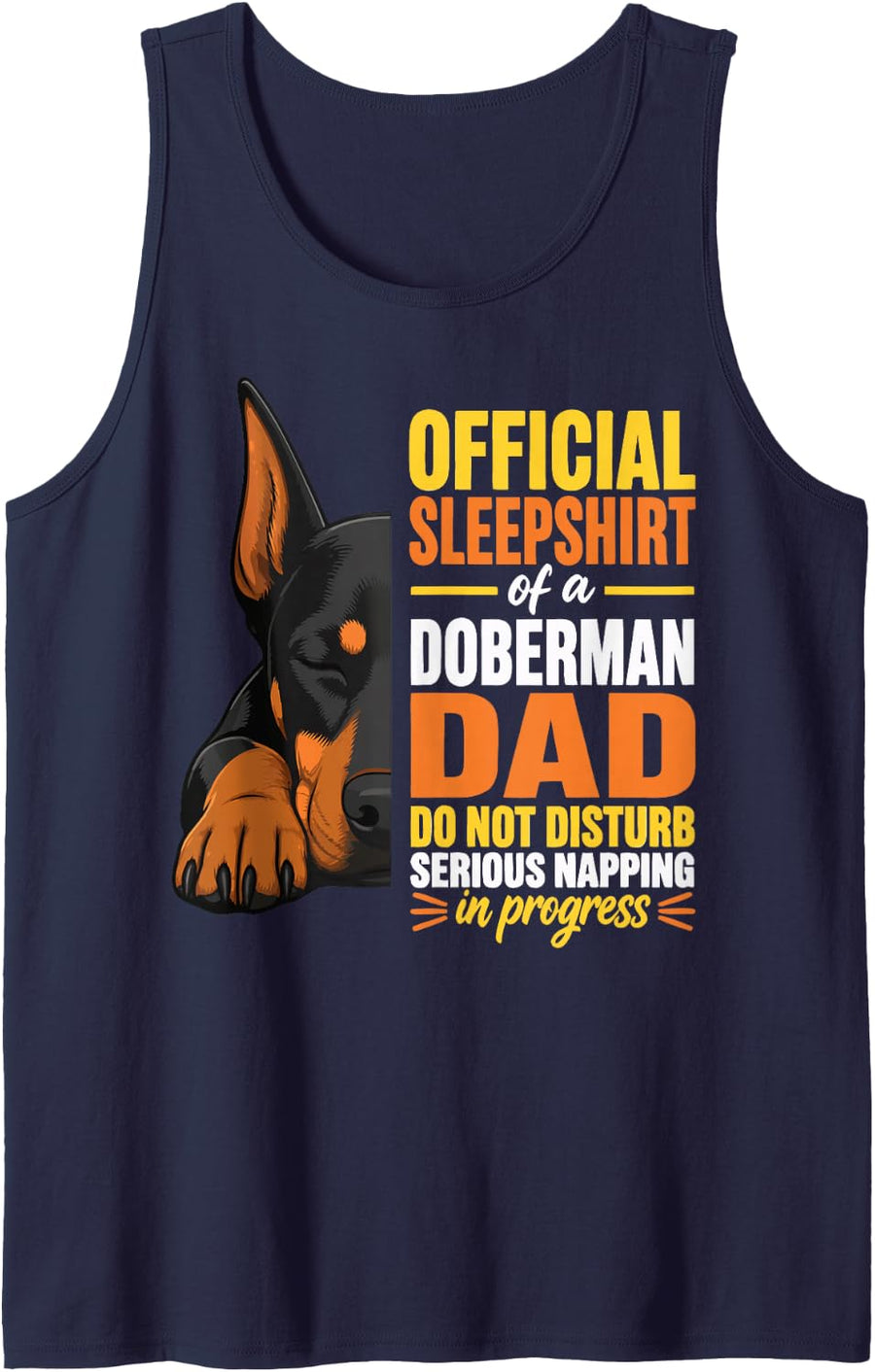 Funny Doberman Dad Doberman Sleeping Sleeveless Tank Top - Navy Blue
