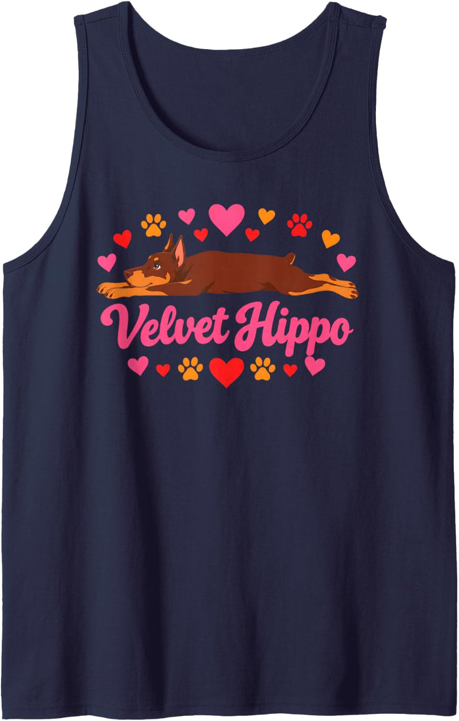 Velvet Hippo Doberman Pinscher Dog Mom Sleeveless Tank Top - Navy Blue