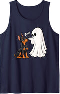 Funny Ghost Doberman Pinscher Boop Halloween Dog Lover Sleeveless Tank Top - Navy Blue
