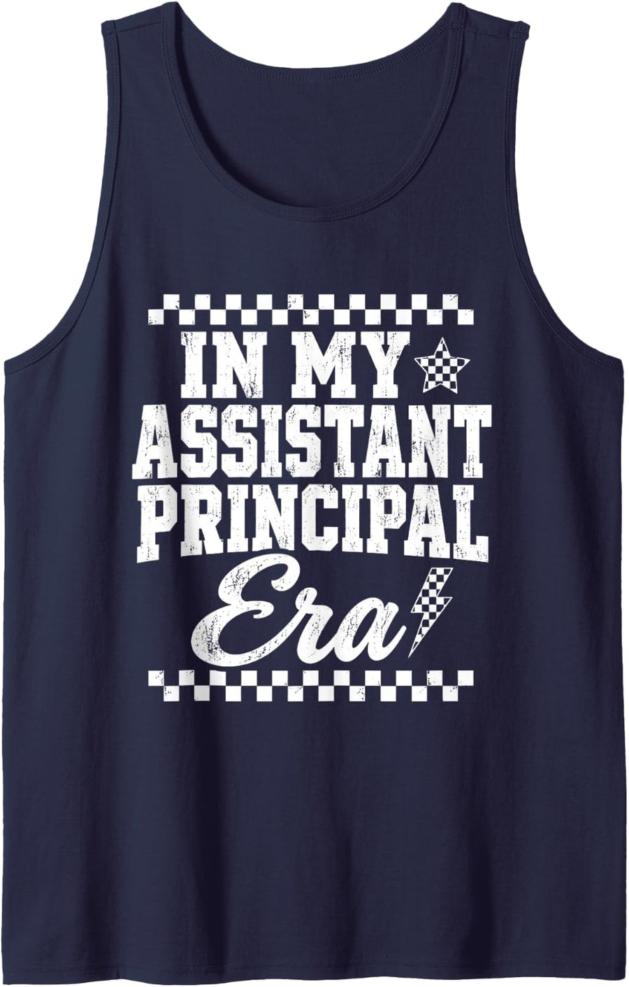 in My Assistant Principal Era, Funny Vice Principal Sleeveless Tank Top - Navy Blue