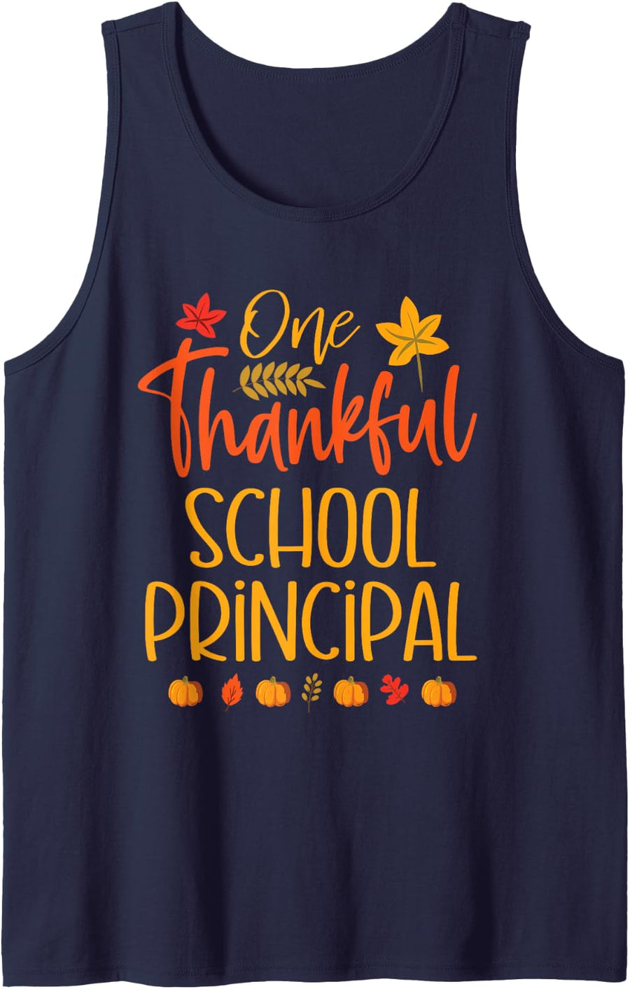 One Thankful School Principal Thanksgiving Sleeveless Tank Top - Navy Blue