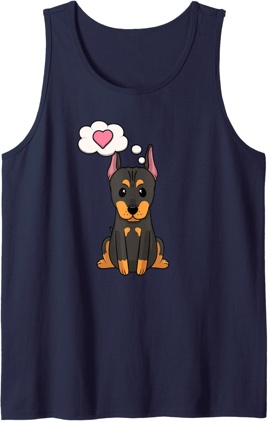 Cute Doberman Pinscher Puppy Loves You with Heart Sleeveless Tank Top - Navy Blue