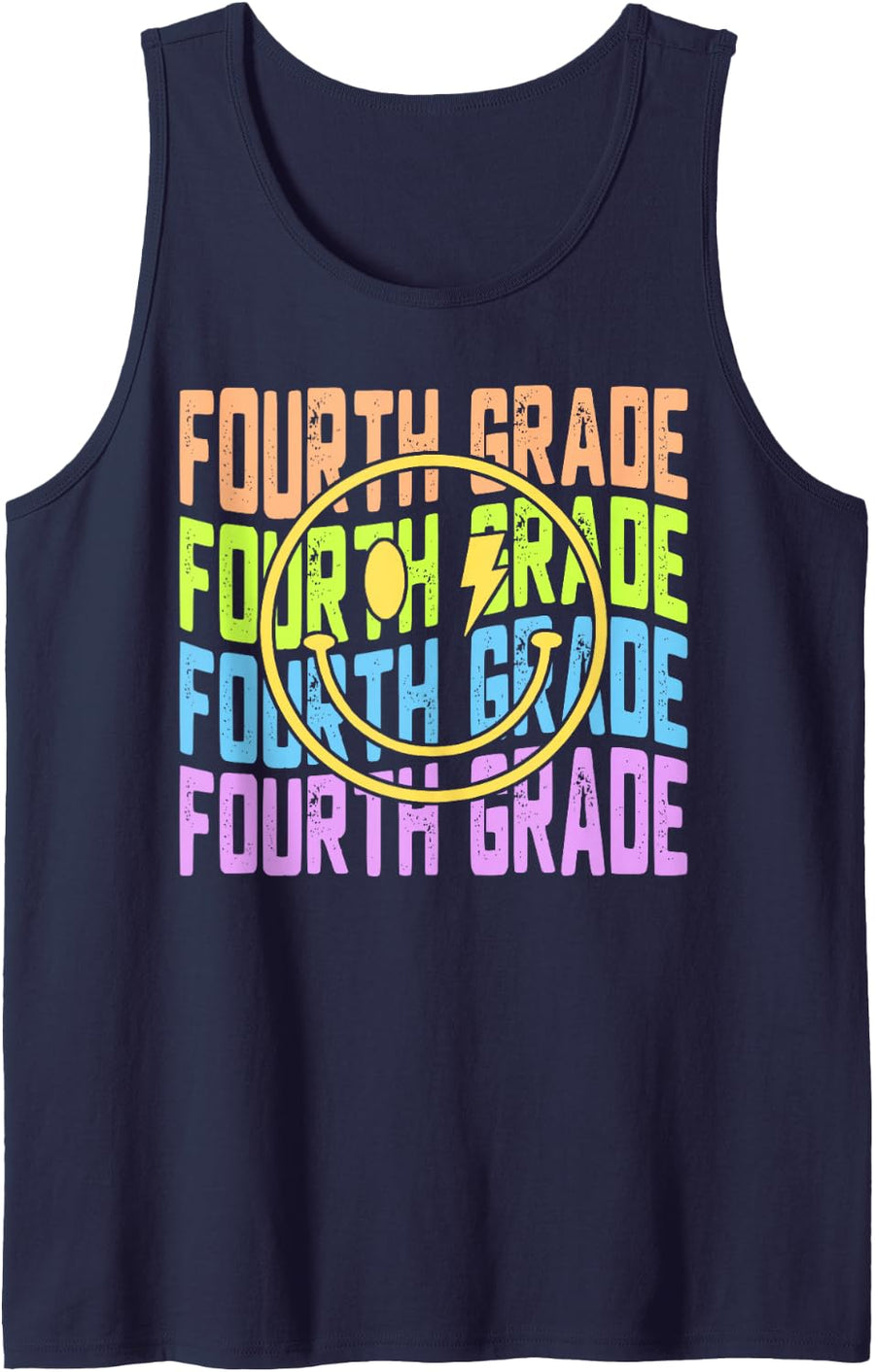 Fourth Grade Teacher Kid 4th Grade Back to School First Day Sleeveless Tank Top - Navy Blue