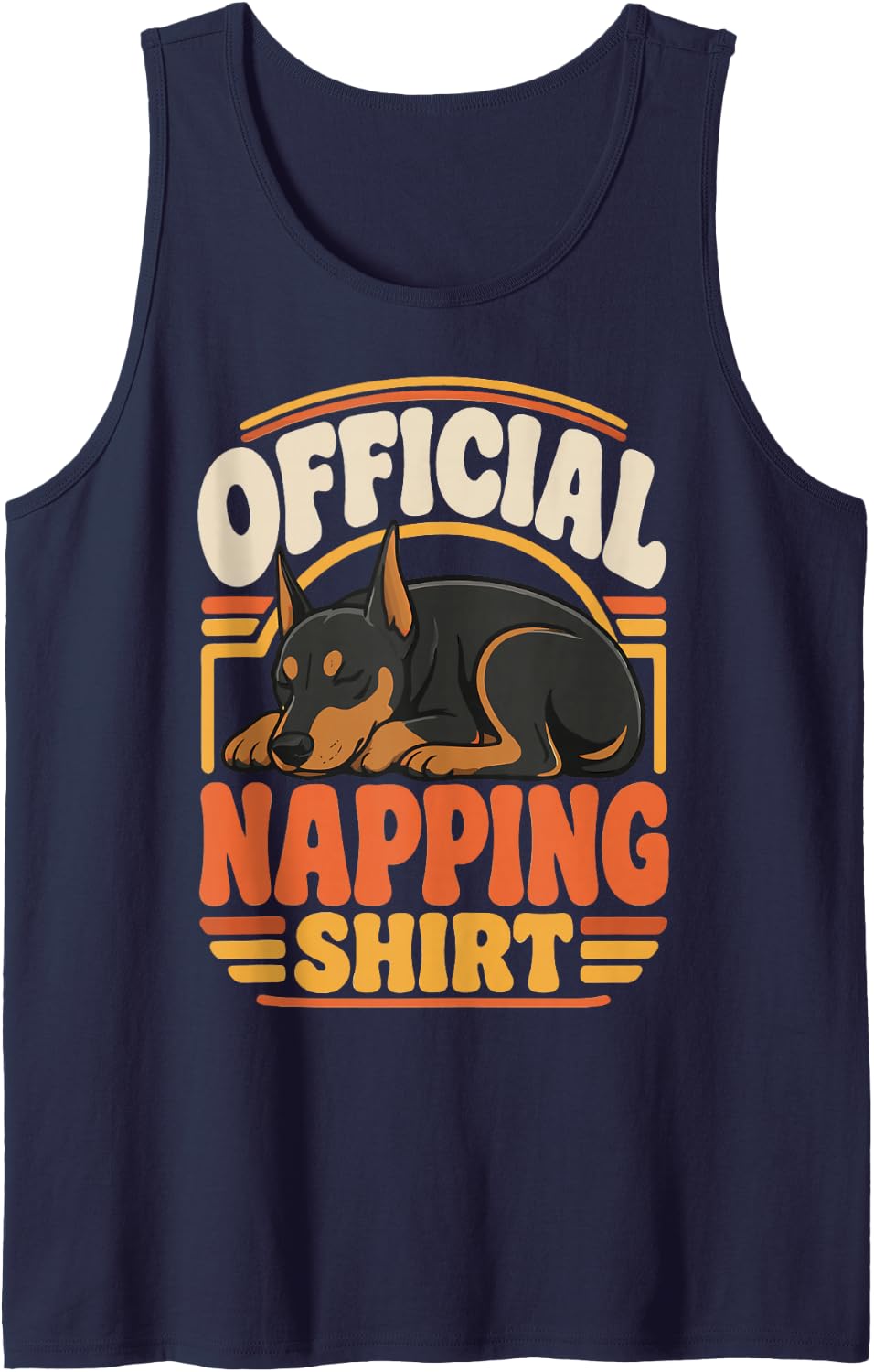 Doberman Owner Sleeping Doberman Pinscher Sleeveless Tank Top - Navy Blue