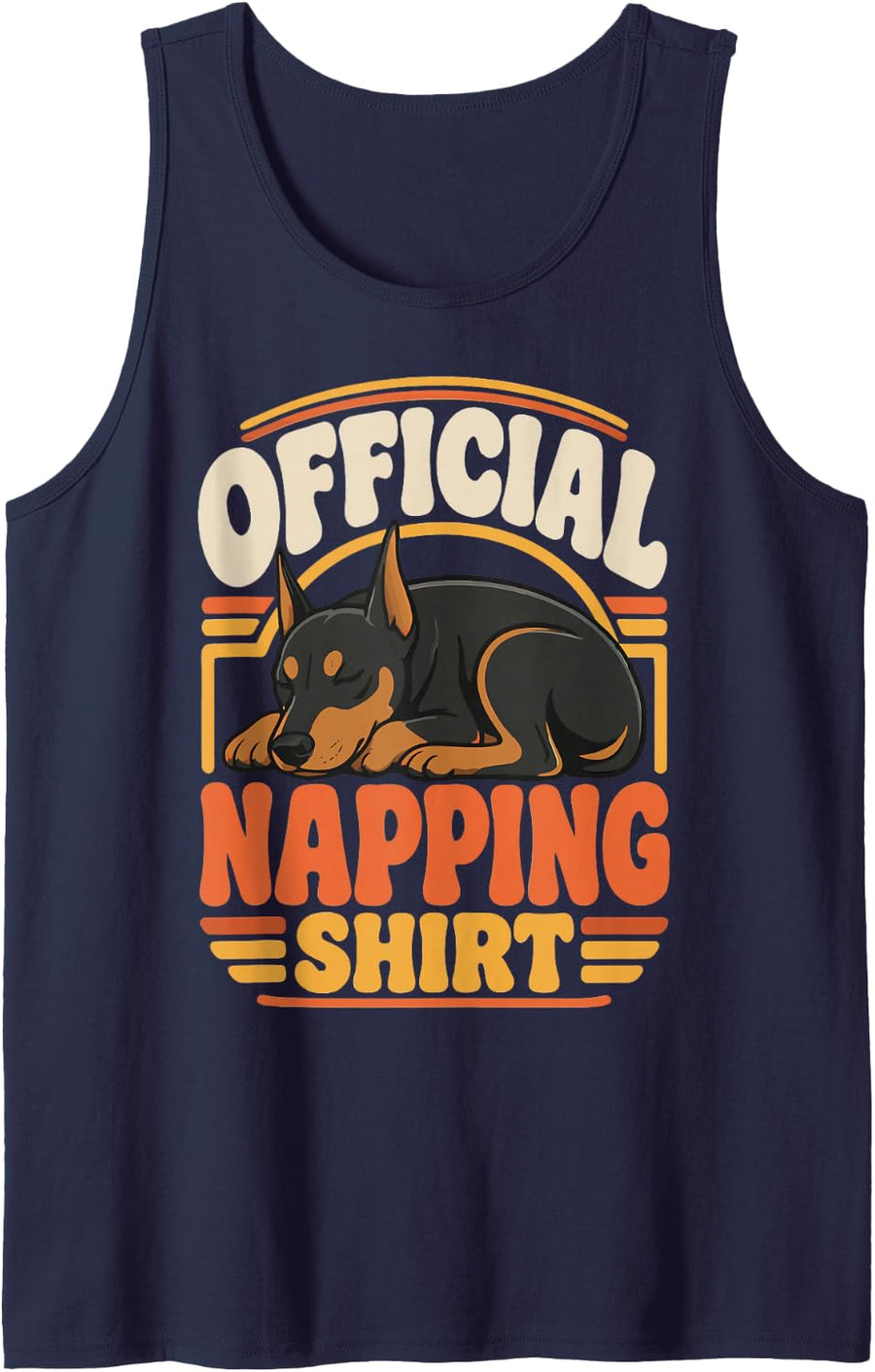 Doberman Owner Sleeping Doberman Pinscher Sleeveless Tank Top - Navy Blue