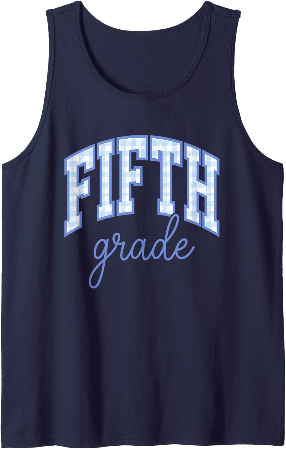 Fifth Grade Back to School Teacher Student Plaid Sleeveless Tank Top - Navy Blue