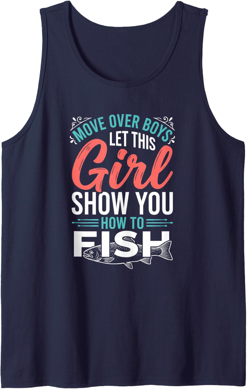 Just Girl Fishing Quote Largemouth Bass Female Angler Sleeveless Tank Top - Navy Blue