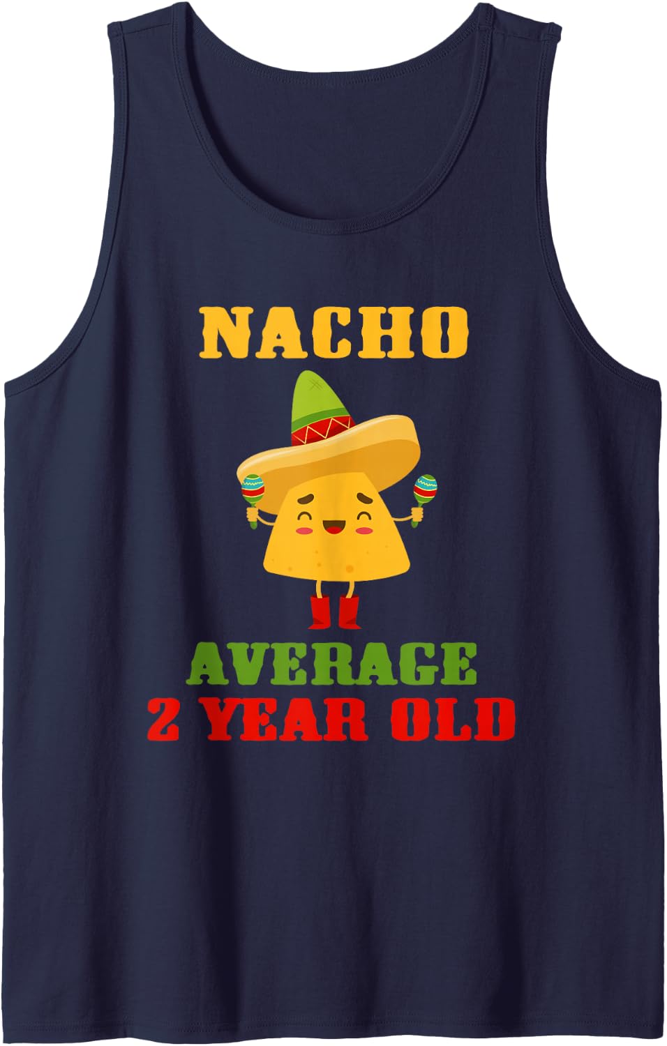 Nacho Average 2 Year Old Funny Cinco De Mayo 2nd Birthday Sleeveless Tank Top - Navy Blue