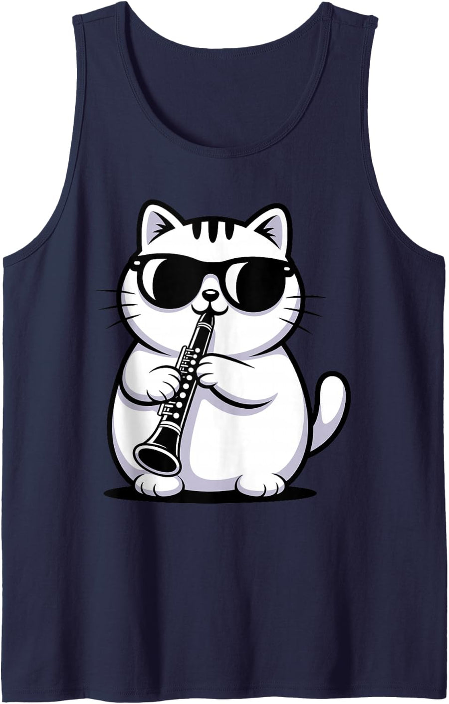Cool Clarinet Art for Men Women Clarinetist Clarinet Player Sleeveless Tank Top - Navy Blue