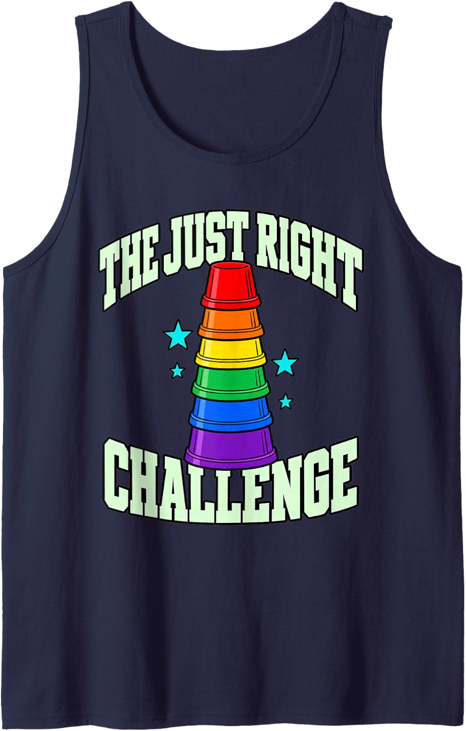 Occupational Therapy The Just Right Challenge Cups OT Mom Sleeveless Tank Top - Navy Blue