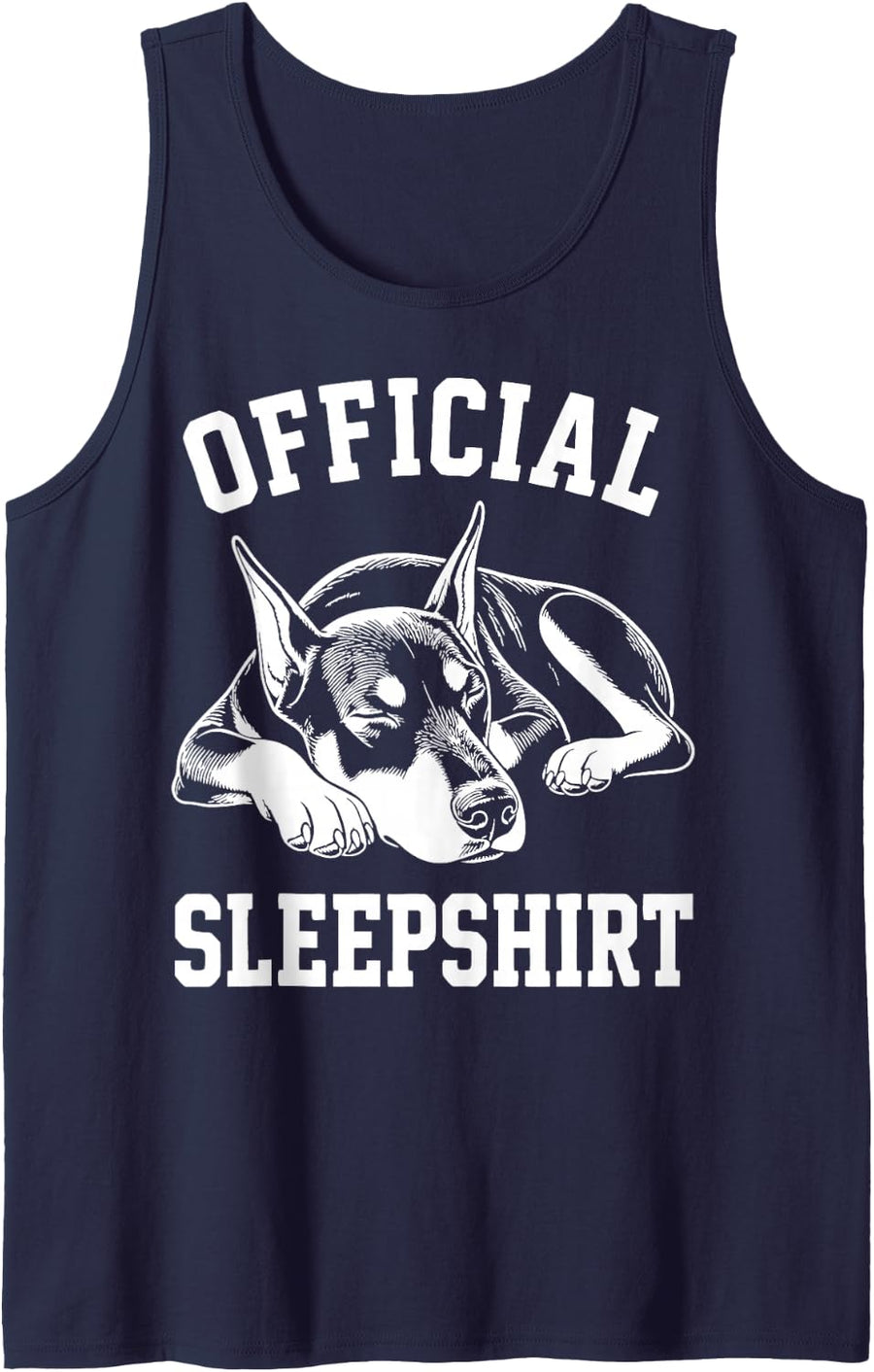 Vintage Doberman Sleep Sleeveless Tank Top - Navy Blue