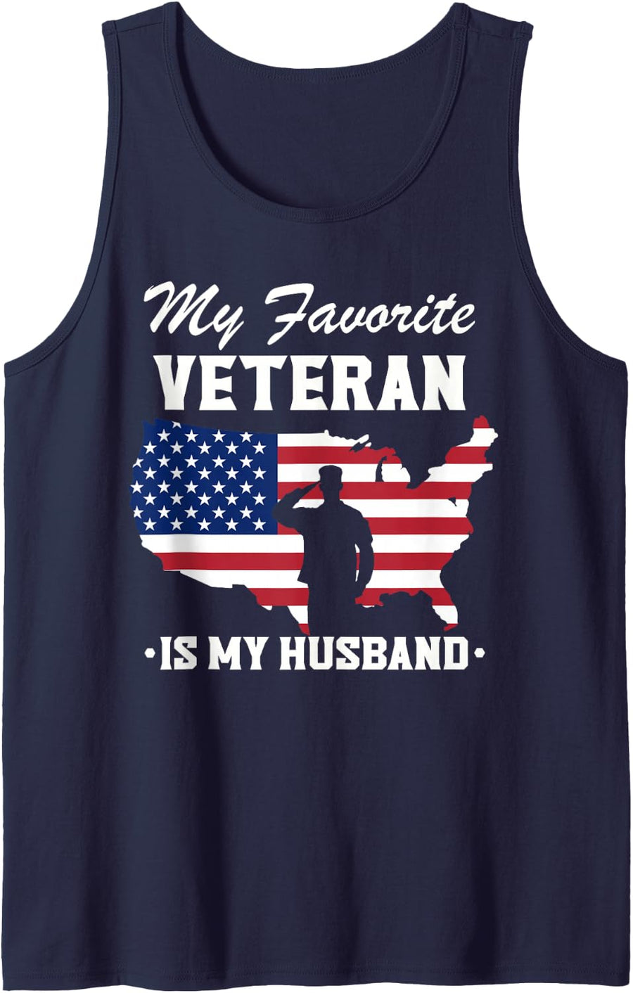 Veterans Day My Favorite Veteran is My Husband Sleeveless Tank Top - Navy Blue