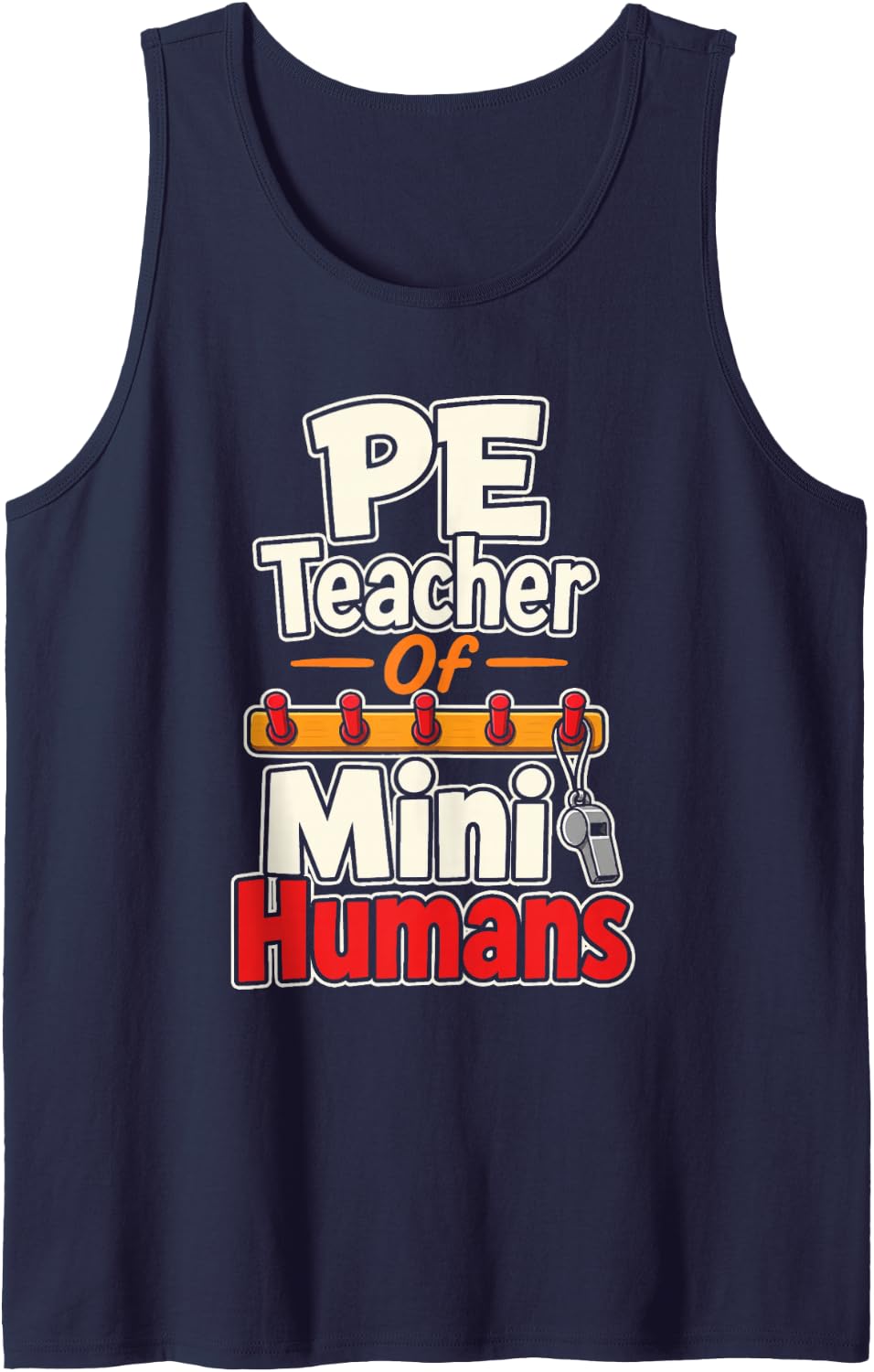 PE Teacher of Mini Humans Physical Education Gym Coach Sleeveless Tank Top - Navy Blue