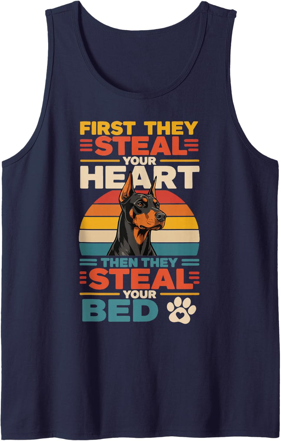 Vintage Doberman Owner Humor Doberman Pinscher Lover Sleeveless Tank Top - Navy Blue