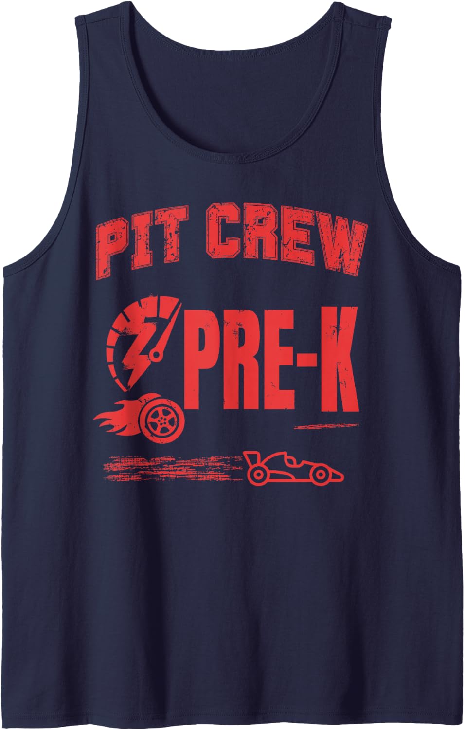 Race Car Theme Pit Crew Pre K Teacher Elementary School Sleeveless Tank Top - Navy Blue