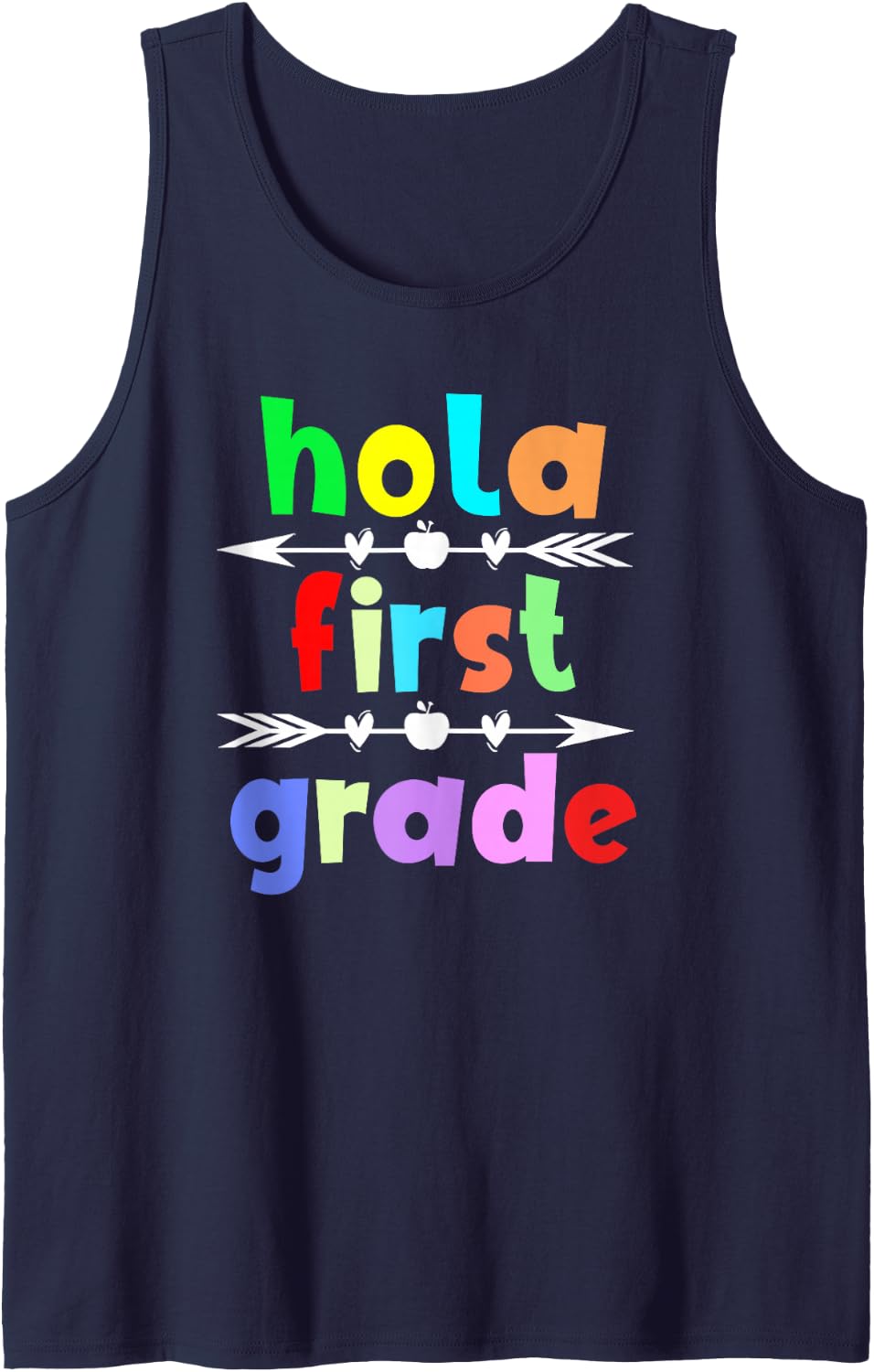Hola First Grade Primer Grado Spanish Teacher Back to School Sleeveless Tank Top - Navy Blue