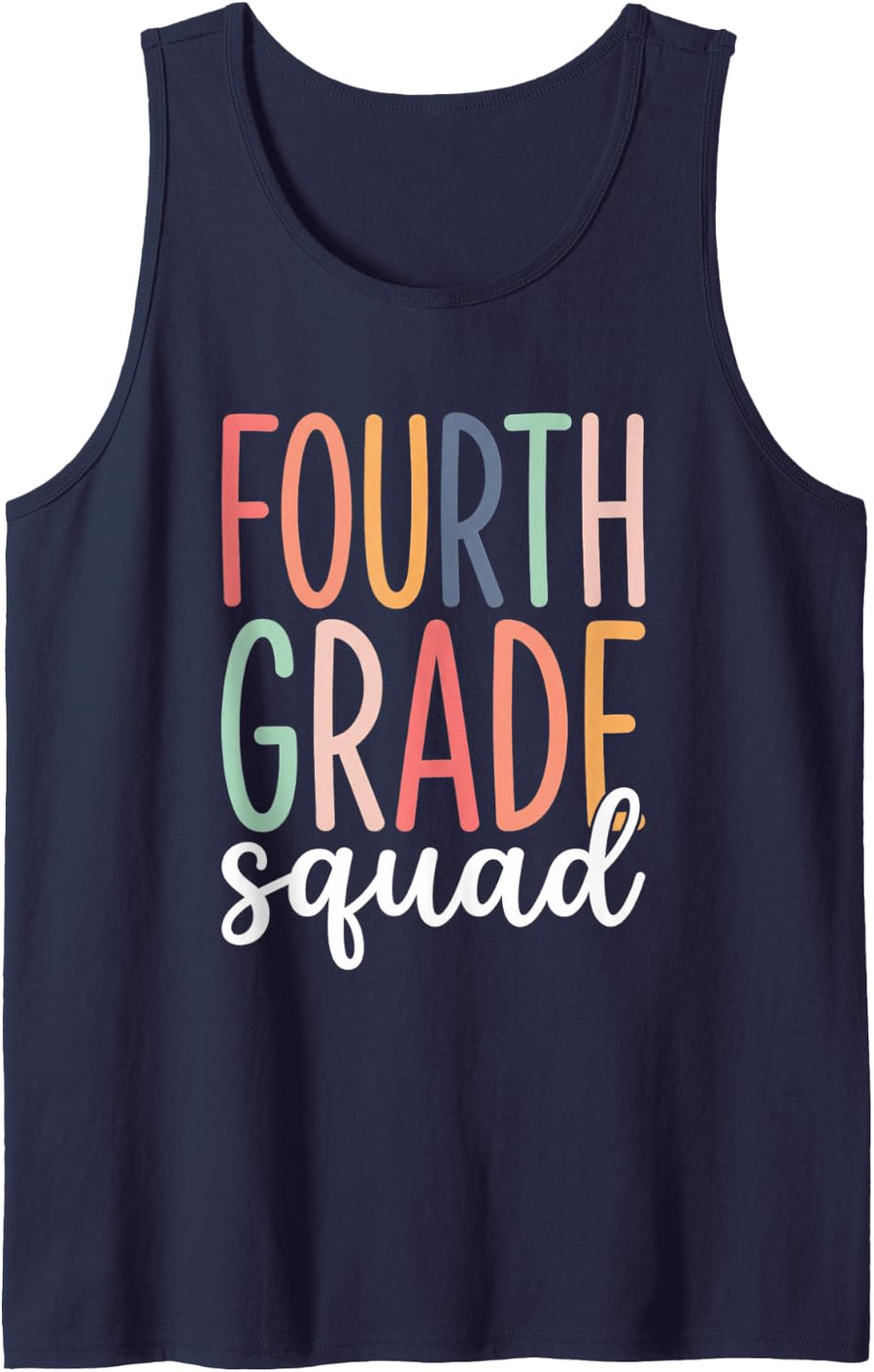 Fourth Grade Squad Elementary Back to School Teacher Sleeveless Tank Top - Navy Blue
