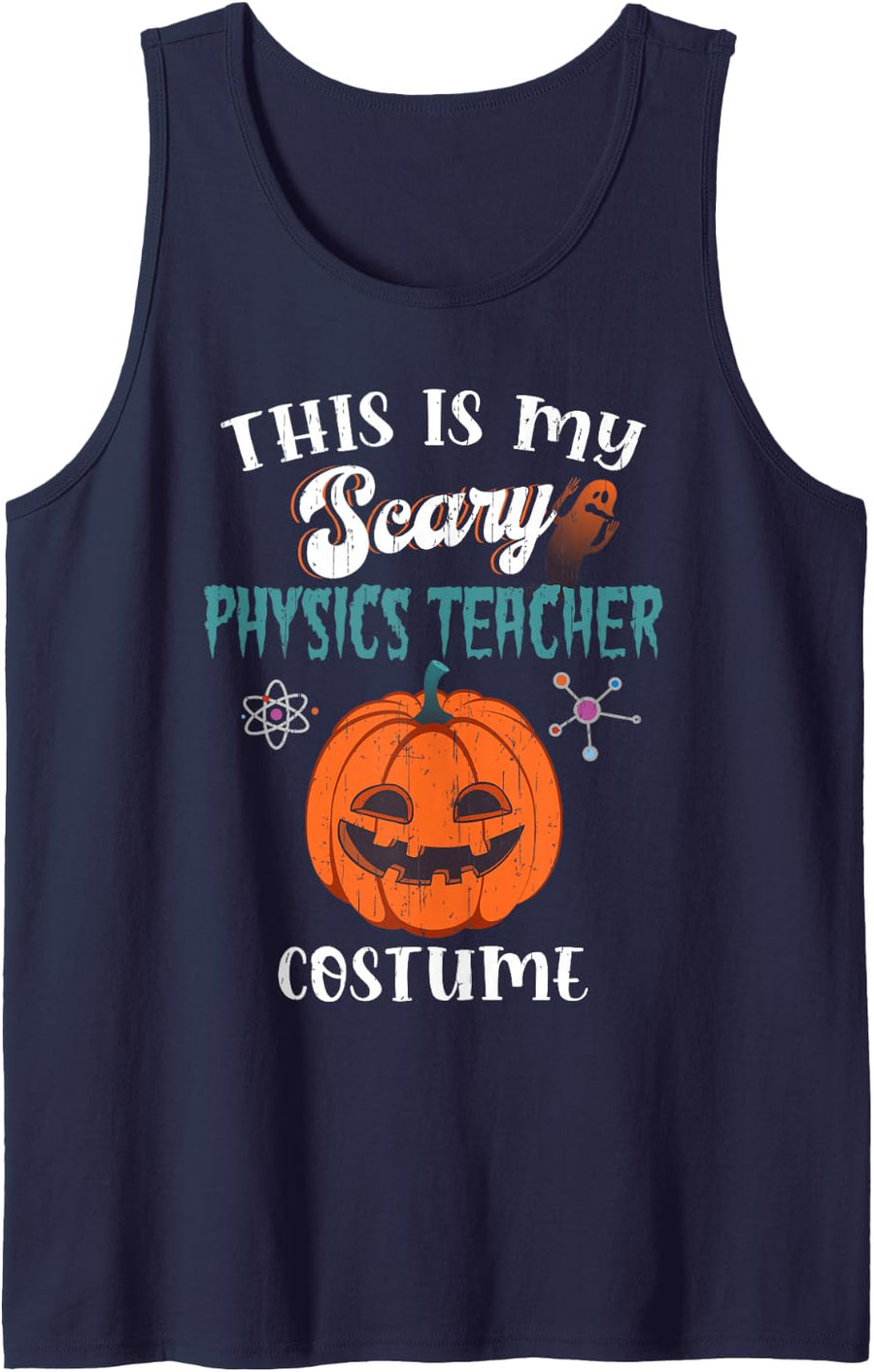 This is My Scary Physics Teacher Costume Funny Halloween Sleeveless Tank Top - Navy Blue