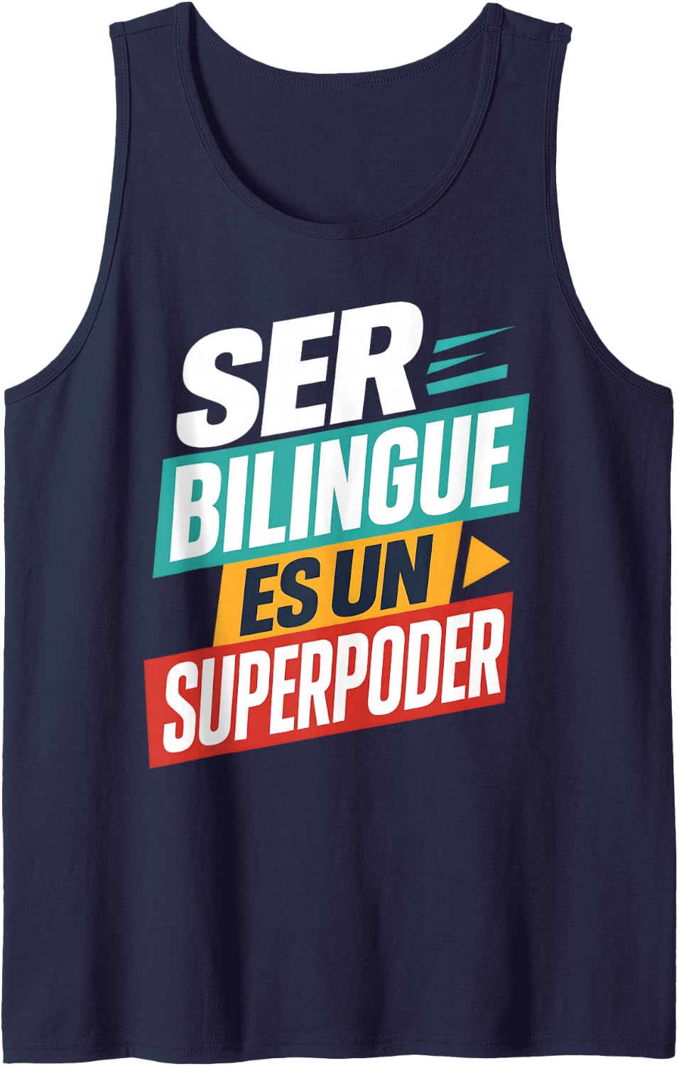 Ser Bilingue ES Un Superpoder Spanish Teacher Outfit Languge Sleeveless Tank Top - Navy Blue