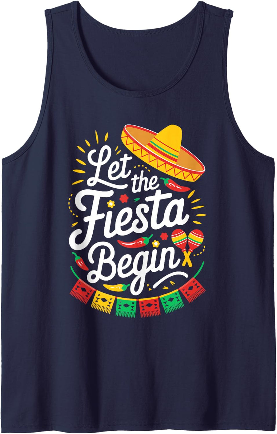 Let The Fiesta Begin Shirt Men Women Kids Cinco De Mayo Tank Top - Navy Blue