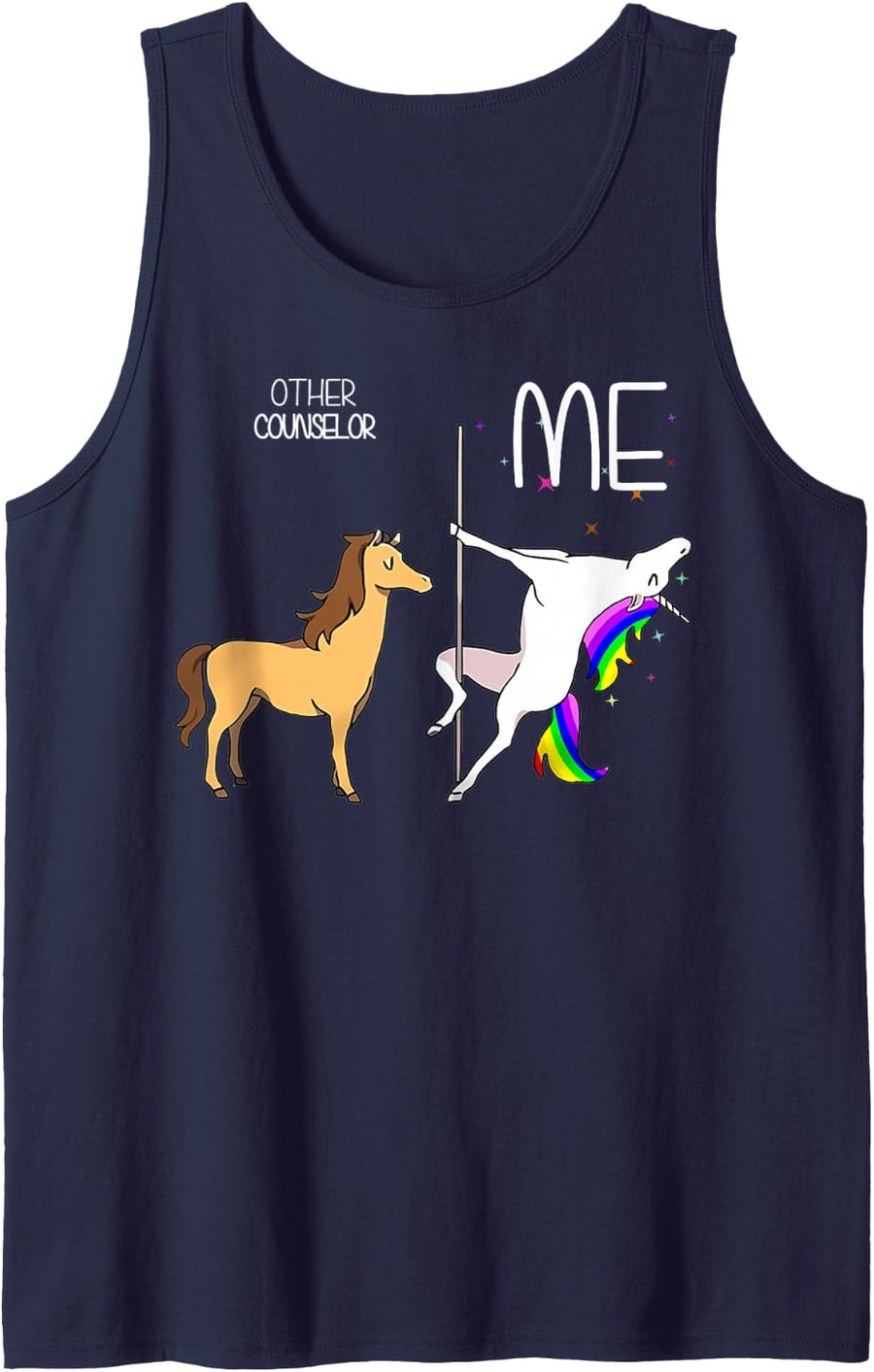 Unicorn Pole Dancing Other Counselor Me Sleeveless Tank Top - Navy Blue
