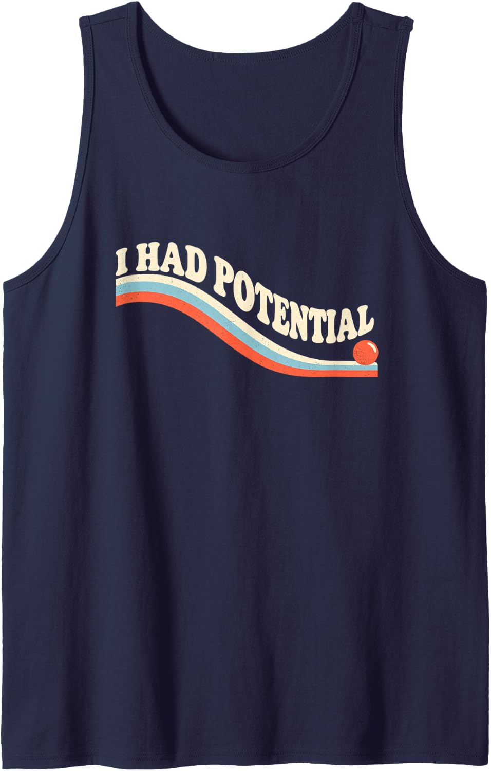 I Had Potential Retro Science Pun Physics Humor Sleeveless Tank Top - Navy Blue