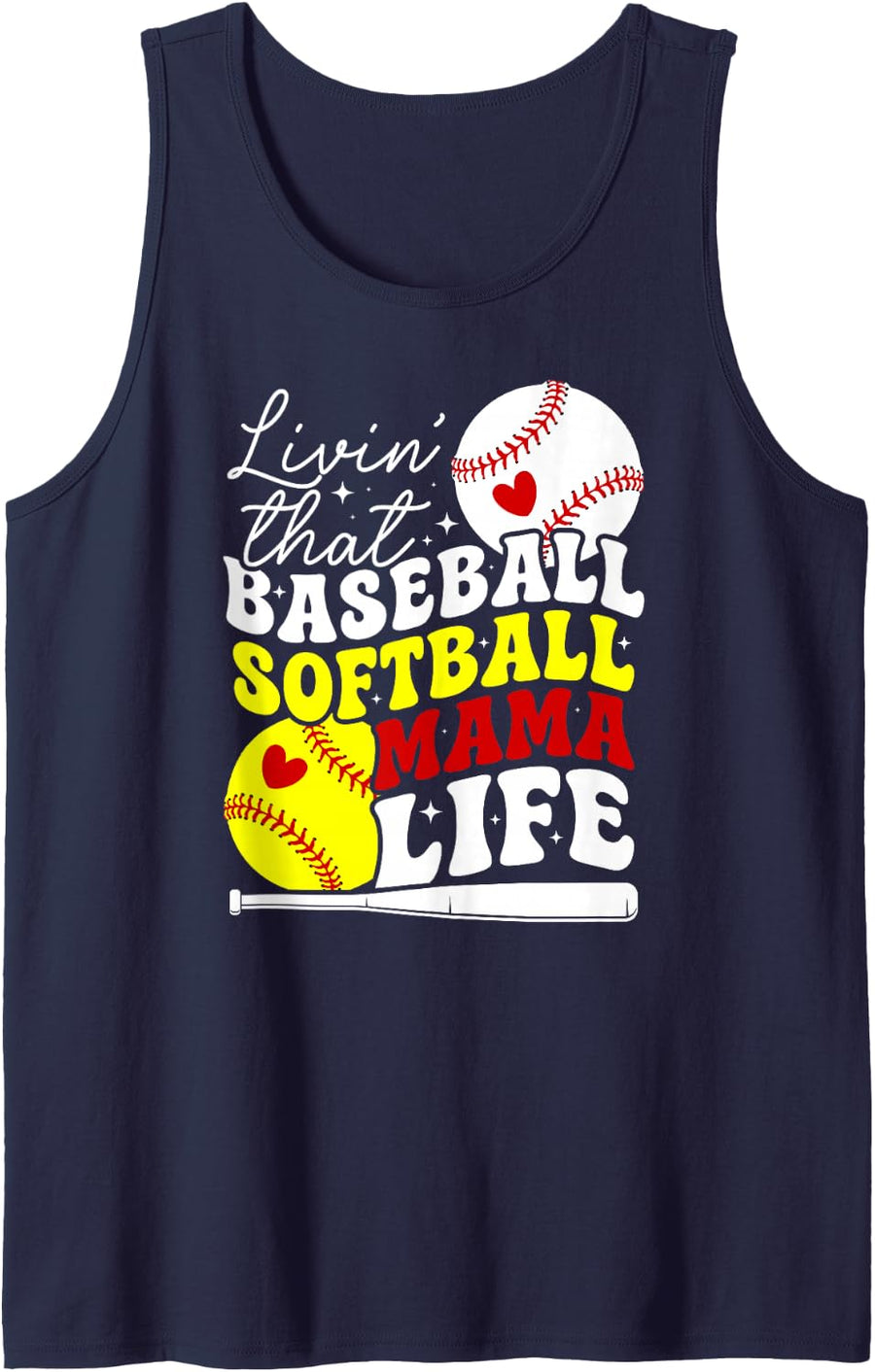 Baseball Softball Mama Life Softball Baseball Mom Tank Top - Navy Blue