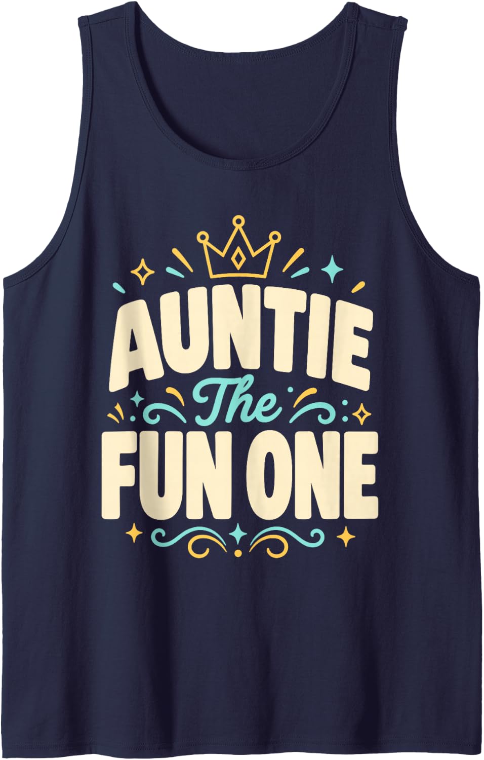 Auntie The Fun One Crown Sleeveless Tank Top - Navy Blue