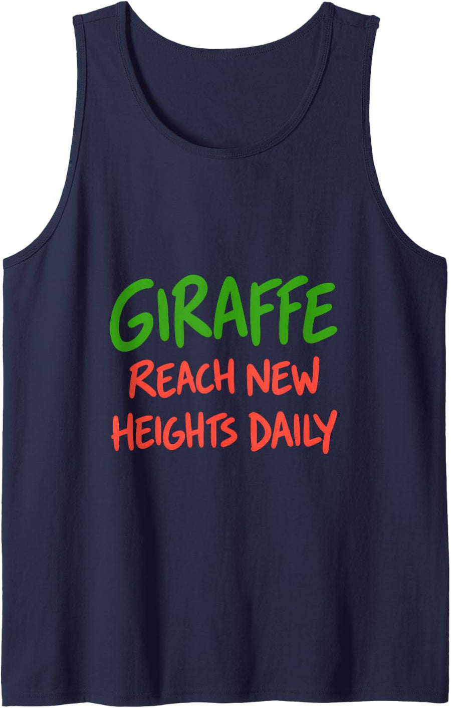 Giraffe Reach New Heights Daily Motivational Safari Zoo Sleeveless Tank Top - Navy Blue