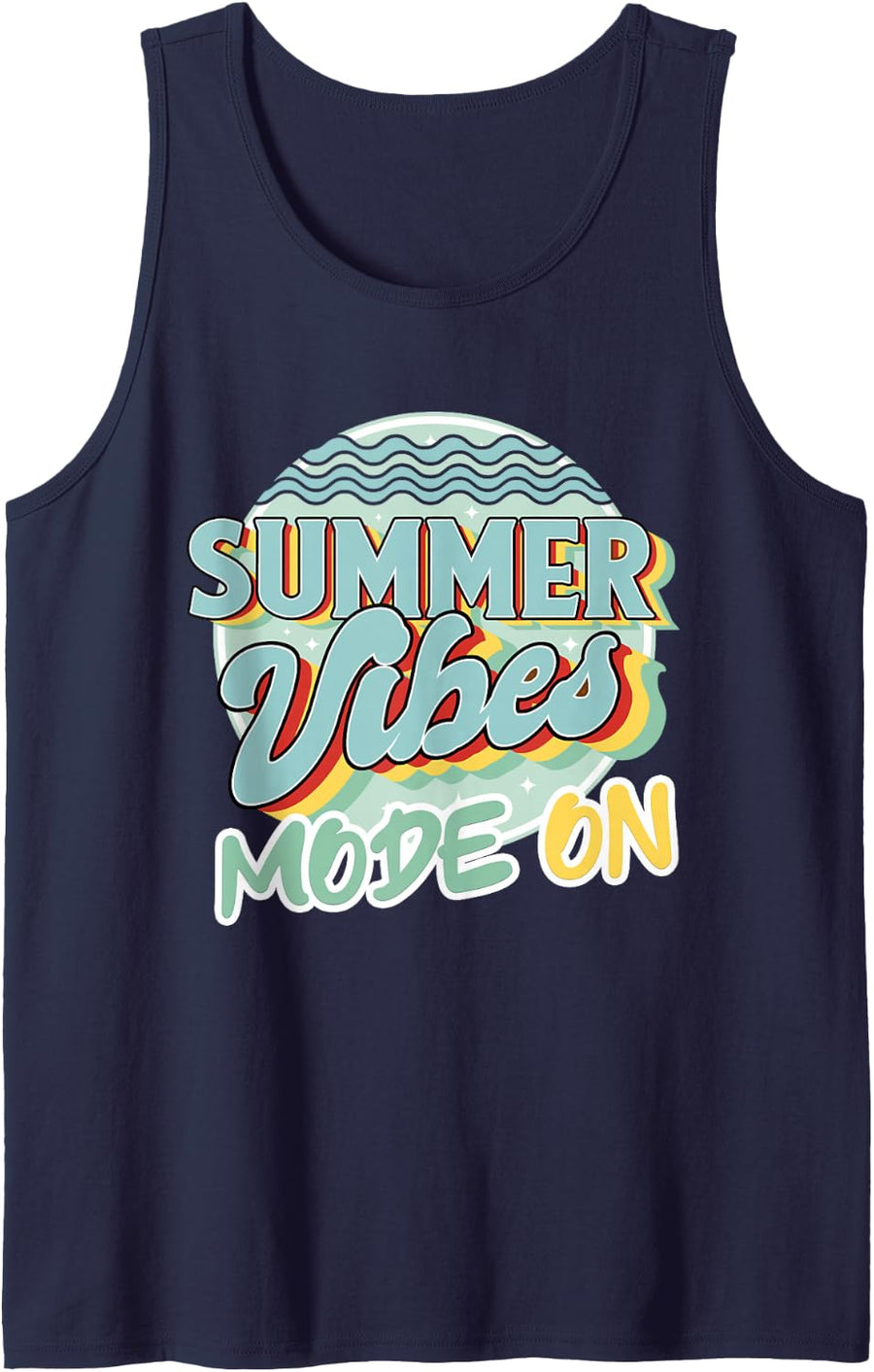 Summer Vibes Mode On Vacay Sleeveless Tank Top - Navy Blue
