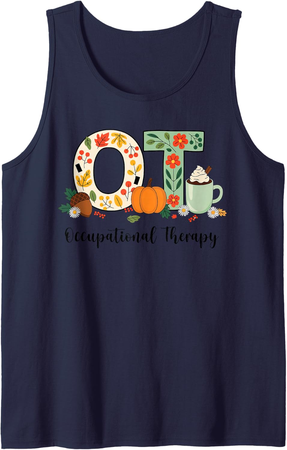 Occupational Therapy Fall Thanksgiving Occupational OT Sleeveless Tank Top - Navy Blue