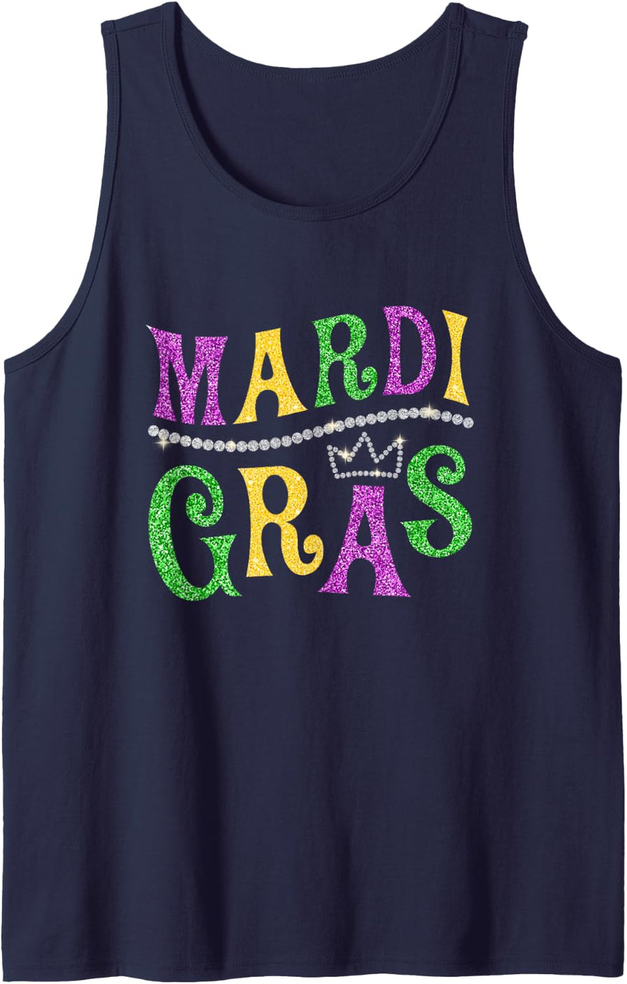 Humor Mardi Gras Funny Mardi Gras Mask Beads Design Tank Top - Navy Blue