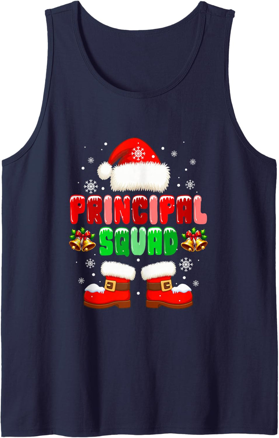 Principal Squad Costume Santa Christmas Job Team Funny Party Sleeveless Tank Top - Navy Blue