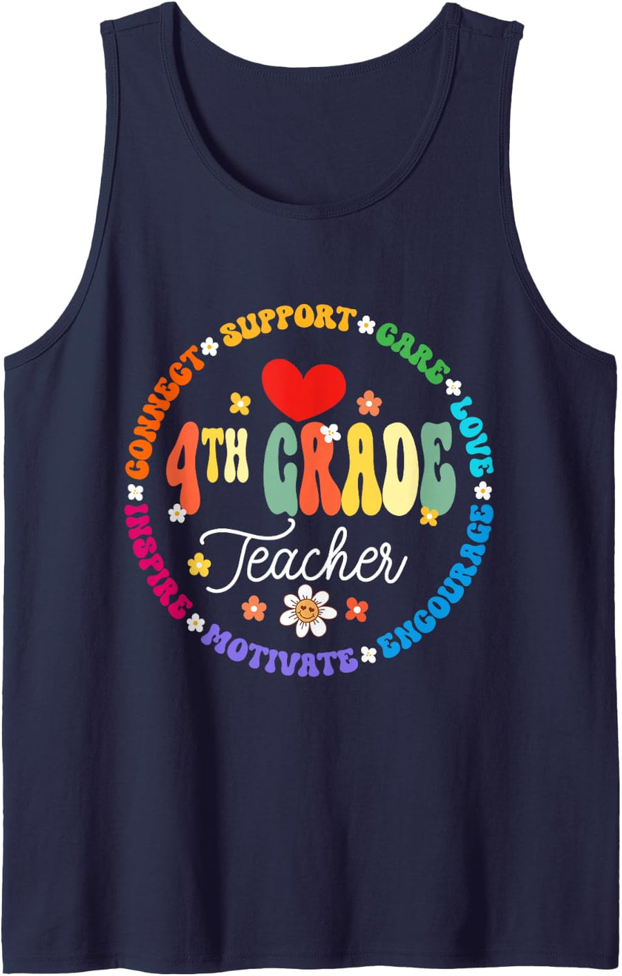 4th Grade Teacher Back to School First Day Fourth Grade Sleeveless Tank Top - Navy Blue