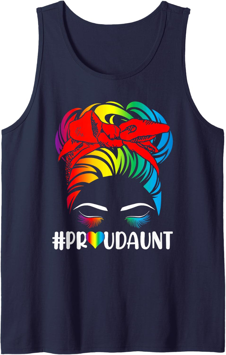 Proud Aunt Pride LGBT Flag Gay Lesbian Matching Family Tank Top - Navy Blue