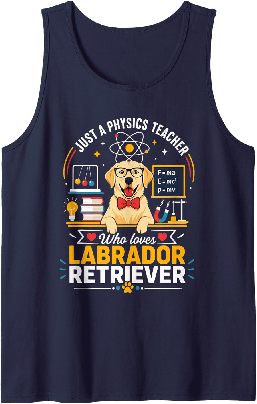 Physics Teacher Who Loves Labrador Retrievers Sleeveless Tank Top - Navy Blue