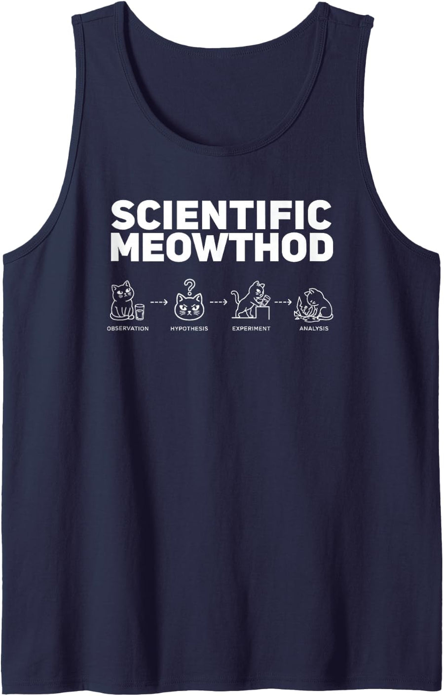 Scientific Meowthod Funny Science Teacher Cat Pun for Men Sleeveless Tank Top - Navy Blue