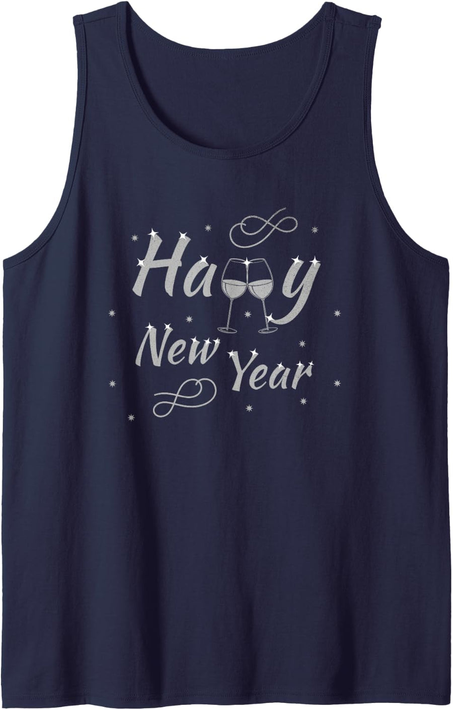 Happy New Year NYE New Years Eve Party Glasses Sleeveless Tank Top - Navy Blue