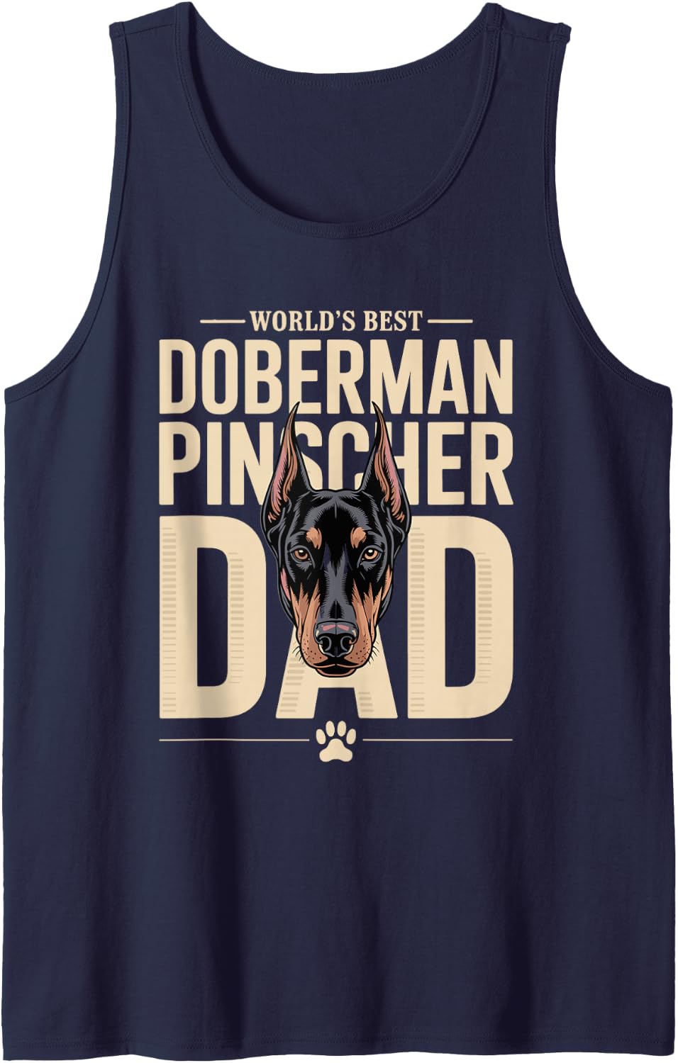 World's Best Doberman Pinscher Dad Owner Sleeveless Tank Top - Navy Blue