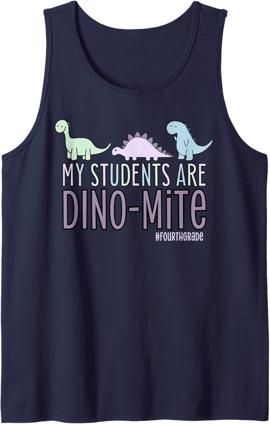 My Students are Dino-mite Fourth Grade Teacher 4th Grade Kid Sleeveless Tank Top - Navy Blue
